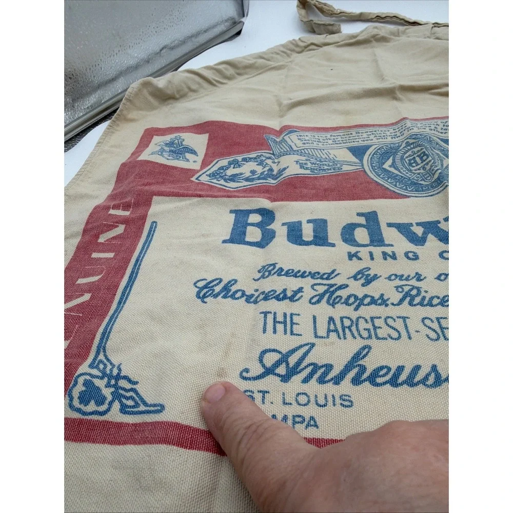 Vintage 70's Budweiser Advertising Apron Ocean House Laguna Beach Cal. USA
